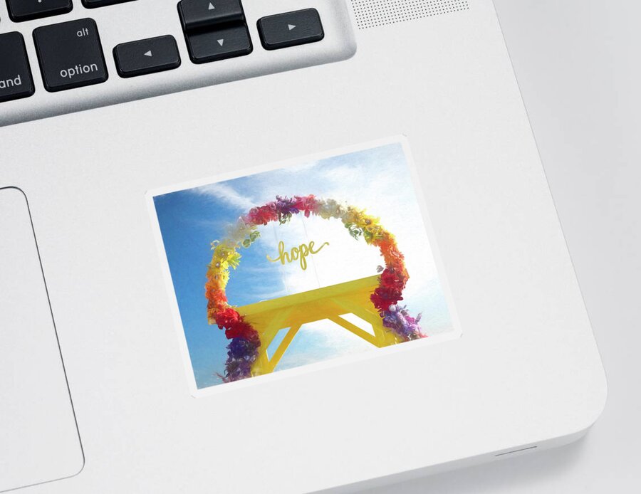 Arch Sticker featuring the digital art Colorful Floral Arch of Hope by Kristia Adams