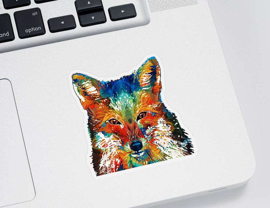 Fox Sticker featuring the painting Colorful Fox Art - Foxi - By Sharon Cummings by Sharon Cummings