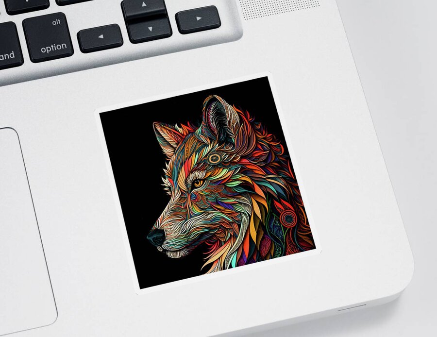 Fox Sticker featuring the digital art Colorful Fox Art by Peggy Collins