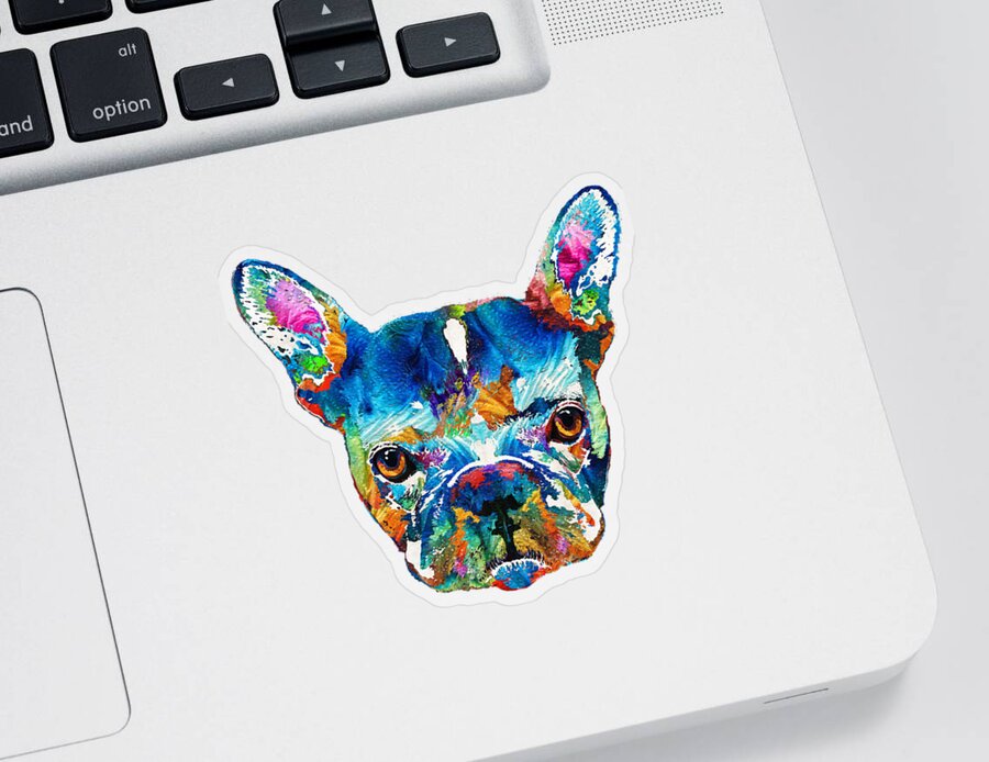 French Bulldog Sticker featuring the painting Colorful French Bulldog Dog Art By Sharon Cummings by Sharon Cummings