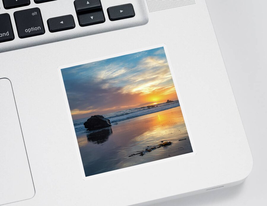 Malibu Sticker featuring the photograph Colorful Malibu Sunset by Matthew DeGrushe