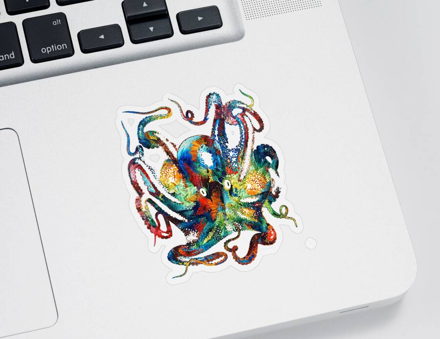 Octopus Sticker featuring the painting Colorful Octopus Art by Sharon Cummings by Sharon Cummings