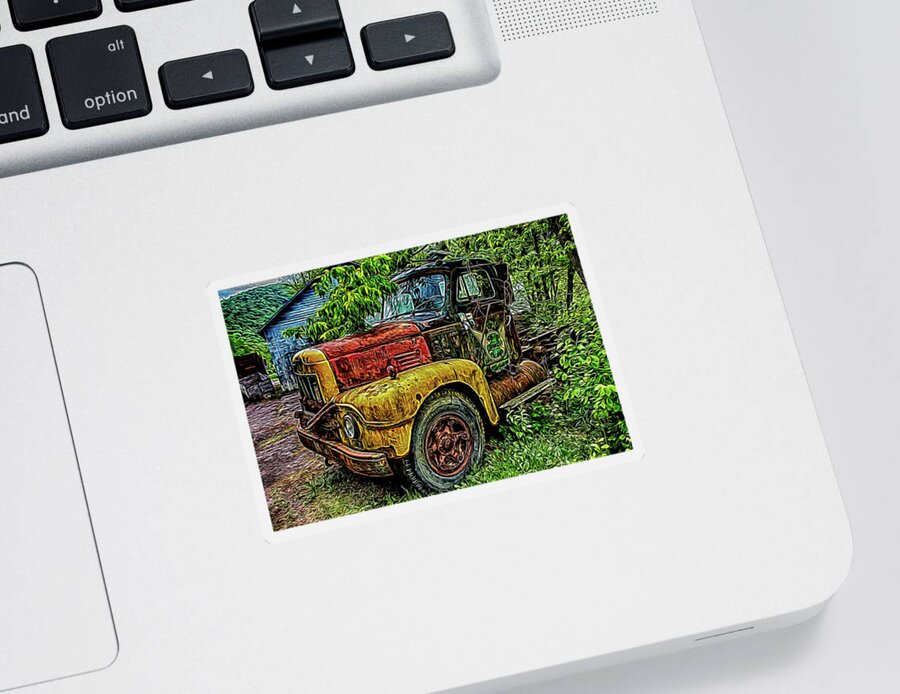 Colorful Sticker featuring the photograph Colorful, Old Truck #2 by Alan Goldberg