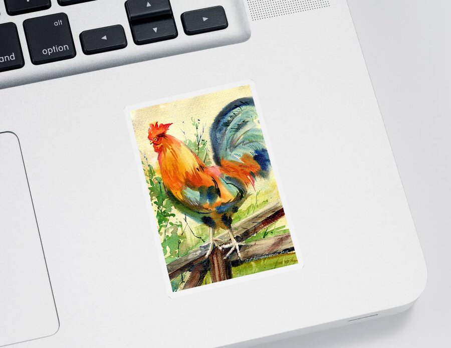 Farm Animals Sticker featuring the painting Colorful Rooster by P Anthony Visco
