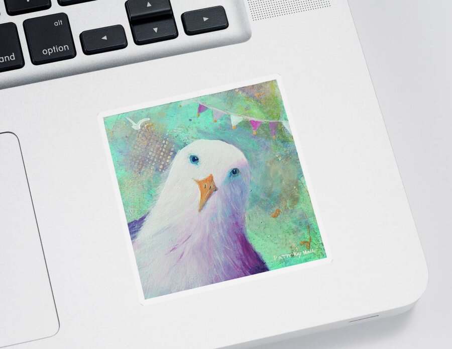 Seagull Sticker featuring the painting Colorful Seagull Eddy by Patty Kay Hall