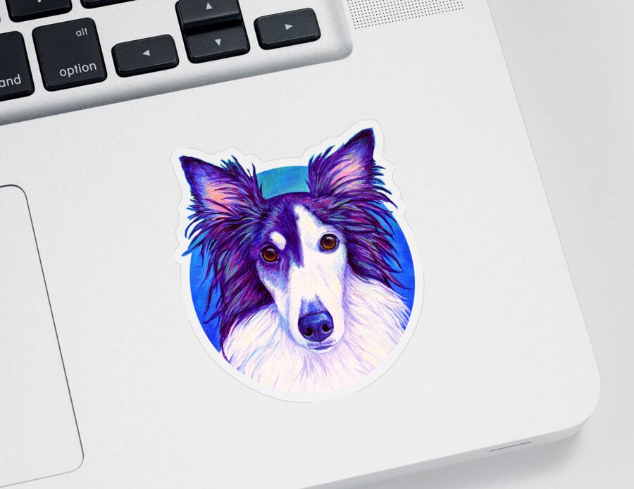 Silken Windhound Sticker featuring the painting Colorful Silken Windhound by Rebecca Wang