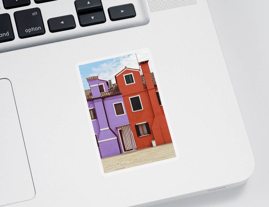 Burano Sticker featuring the photograph Colors of Burano Italy No. 7 by Melanie Alexandra Price