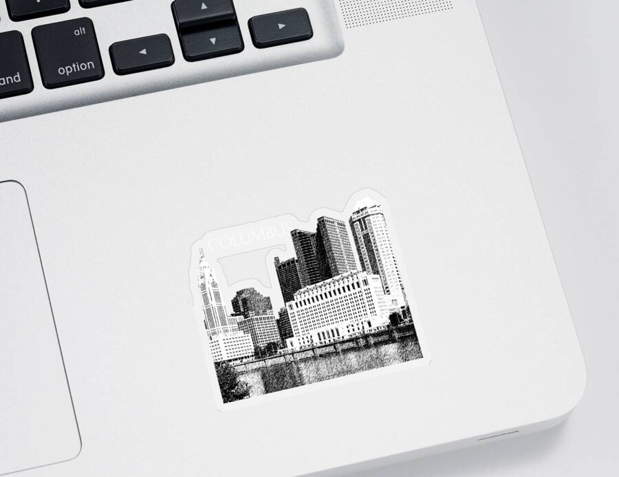 Architecture Sticker featuring the digital art Columbus Skyline - Red by DB Artist