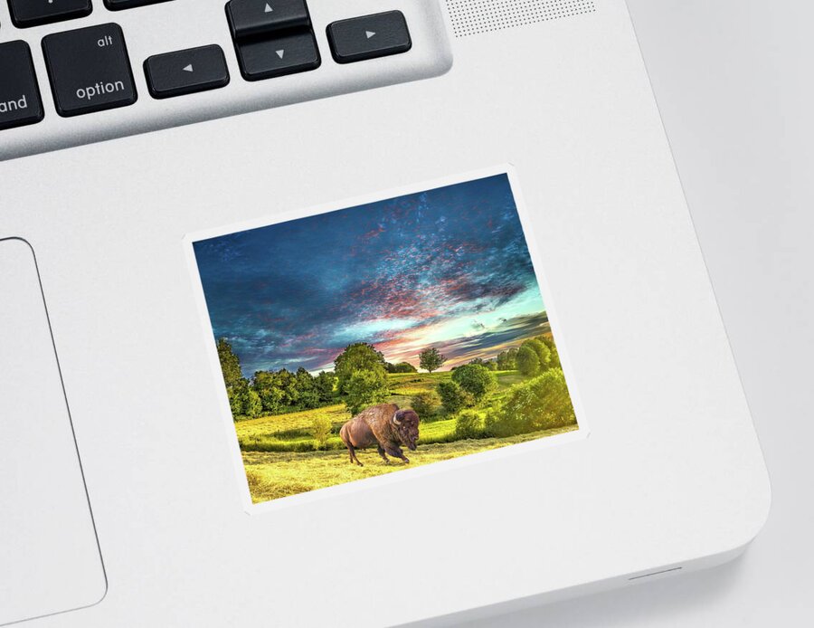 Bison Sticker featuring the digital art Comeback Trail by Norman Brule