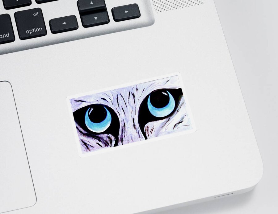  Sticker featuring the painting Contest Cat Eyes by Anna Adams