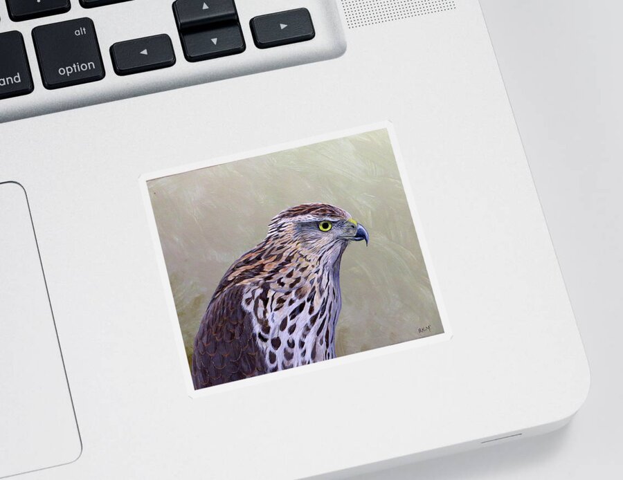 Cooper's Hawk Sticker featuring the painting Cooper's Hawk Portrait by Barry Kent MacKay