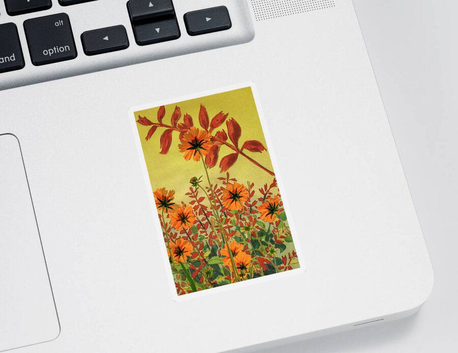 French Sticker featuring the photograph Coreopsis and Sauge Ecarlate Grande by Mary Lee Dereske