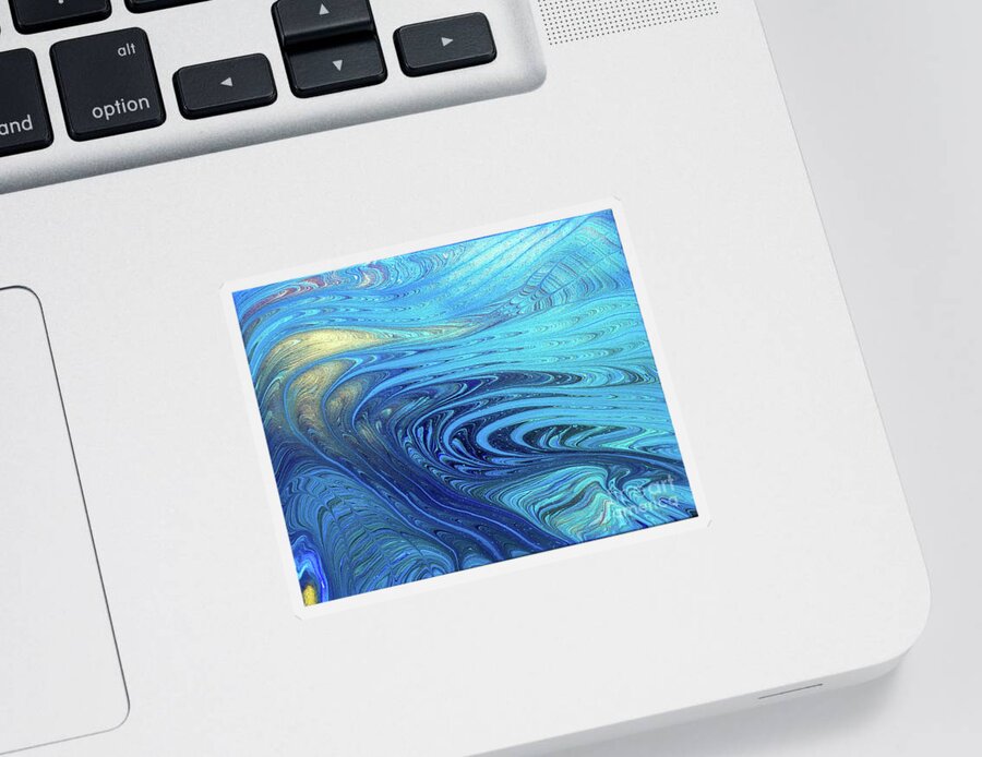 Abstract Sticker featuring the painting Cosmic Flow by Lucy Arnold
