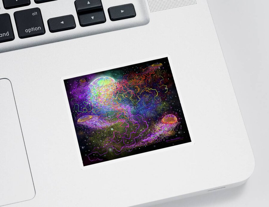 Cosmic Sticker featuring the digital art Cosmic Celebration by Kevin Middleton