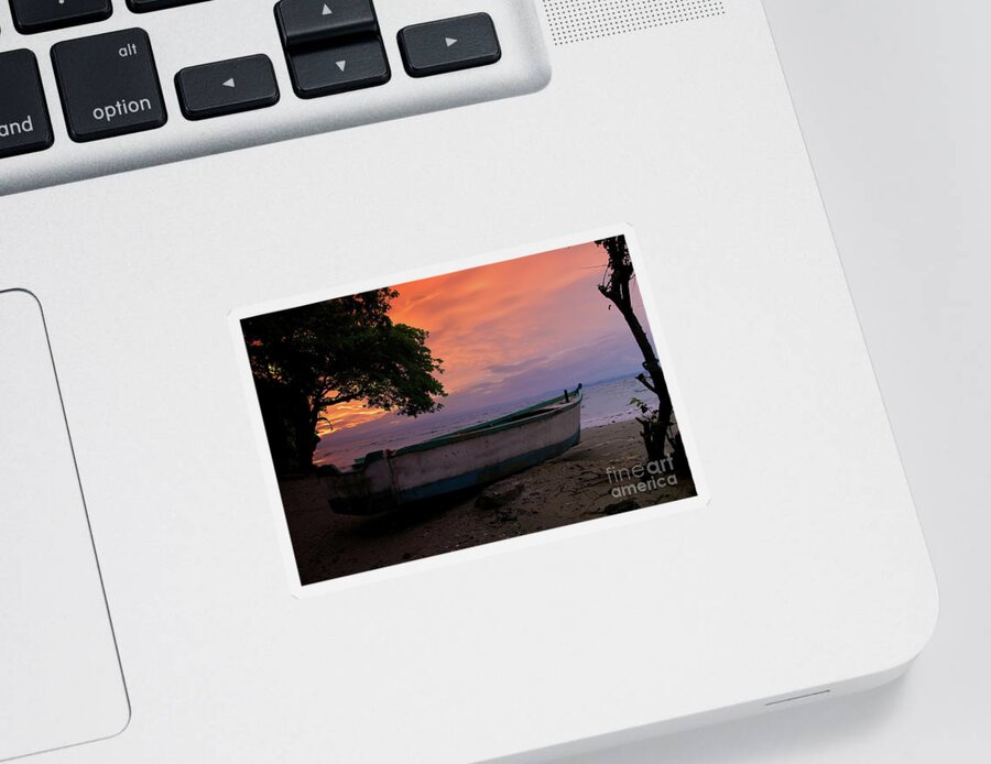 Beach Sticker featuring the photograph Costa Rica Boat by Ed Taylor