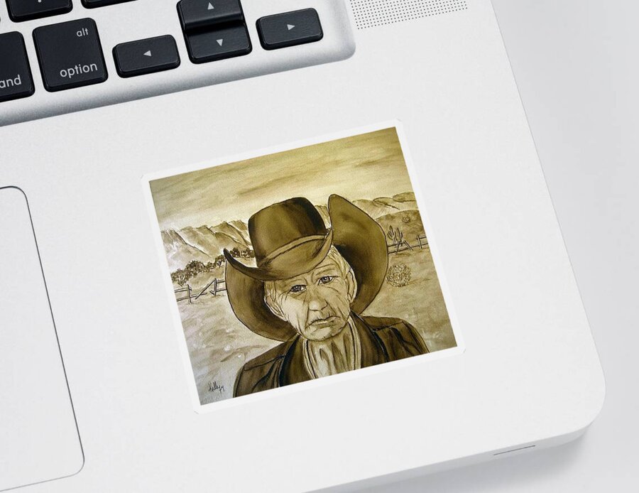 Cowboy Sticker featuring the painting Cowboy Tex by Kelly Mills