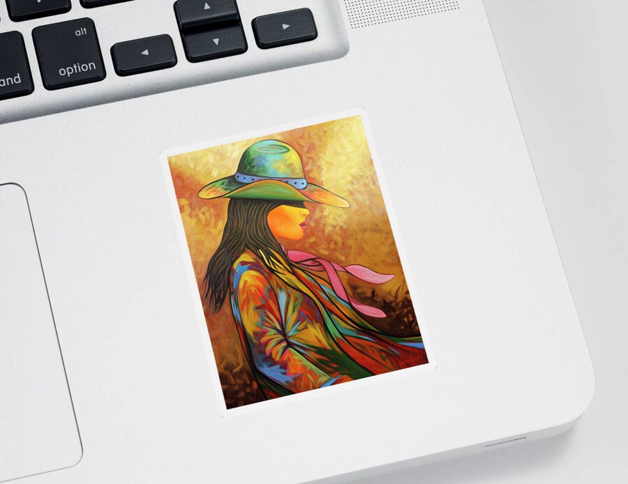 Cowgirl Sticker featuring the painting Cowgirl Colors Of The West by Lance Headlee