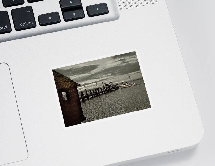 Photographer Sticker featuring the photograph Crab Boat at China Camp Pier by Frank Lee