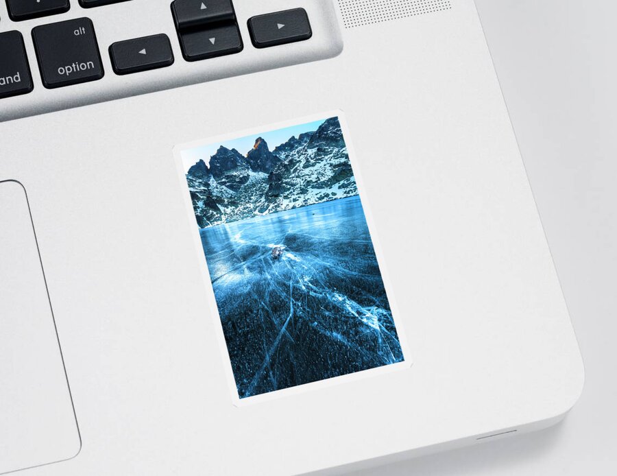 Bulgaria Sticker featuring the photograph Cracks In the Ice by Evgeni Dinev