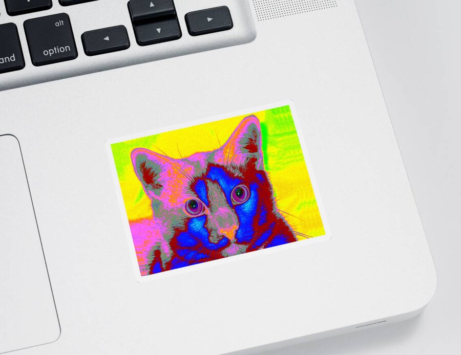Crayola Sticker featuring the digital art Crayon Cat by Larry Beat