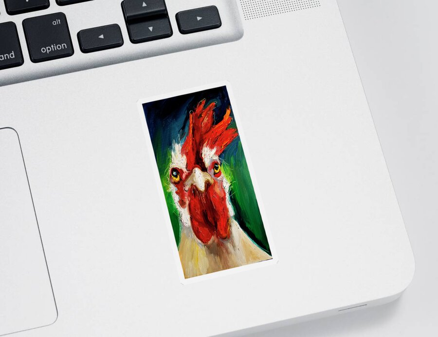 Rooster Sticker featuring the painting Crazy Face by Diane Whitehead