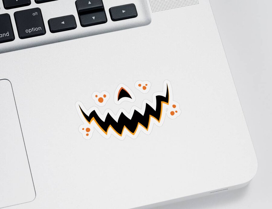 Pumpkin Sticker featuring the digital art Crazy Pumpkin Jack-O-Lantern Mouth by John Schwegel