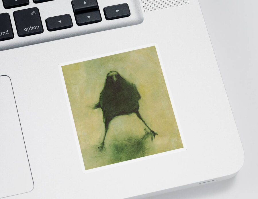 Crow Sticker featuring the painting Crow 6 cropped version by David Ladmore