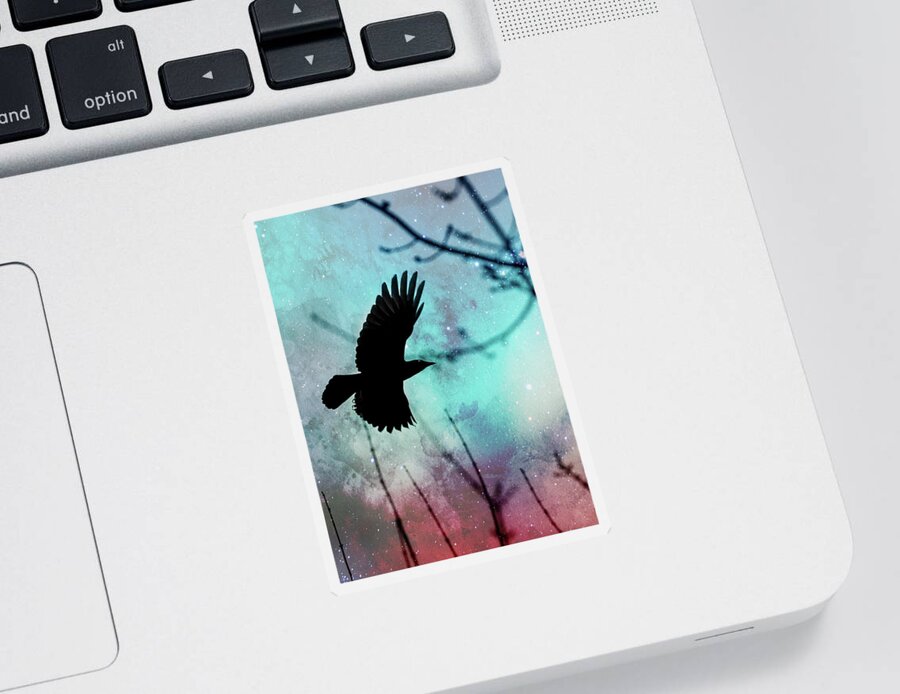 Crow Sticker featuring the photograph Crow Flying by Rebecca Cozart