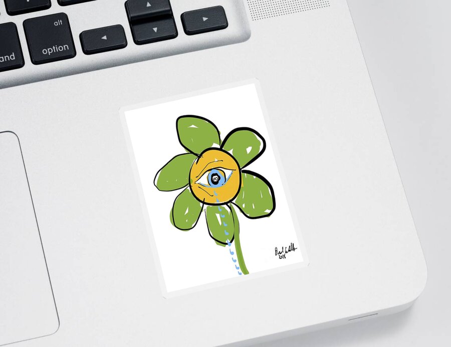  Sticker featuring the painting Crying Flower by Oriel Ceballos