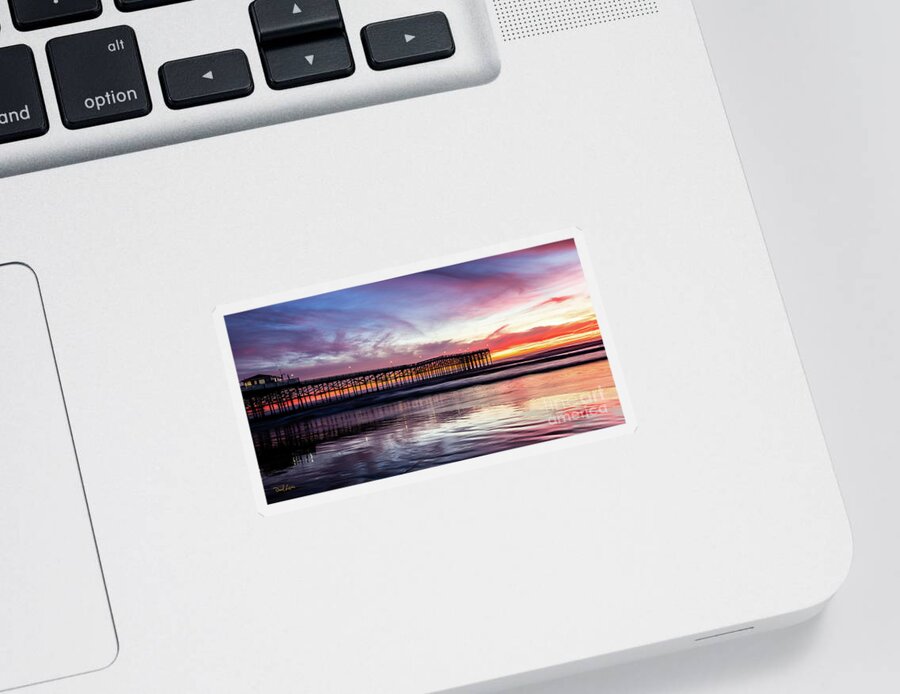 Architecture Sticker featuring the photograph Crystal Pier Sunset by David Levin