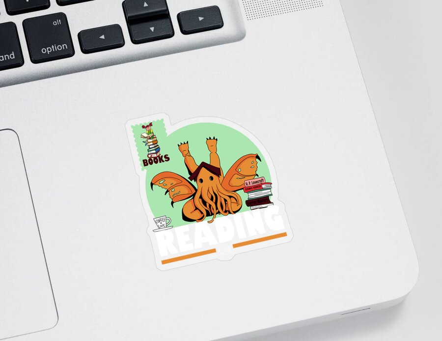 Cthulhu Sticker featuring the digital art Cthulhu Reading by Ozymandias