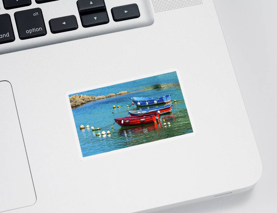 Fishing Boats Sticker featuring the photograph Cudillero Boats by Chris Lord