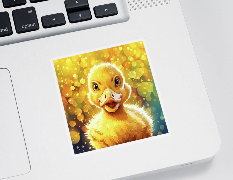 Duckling Sticker featuring the digital art Cute little Duckling by Ray Shrewsberry