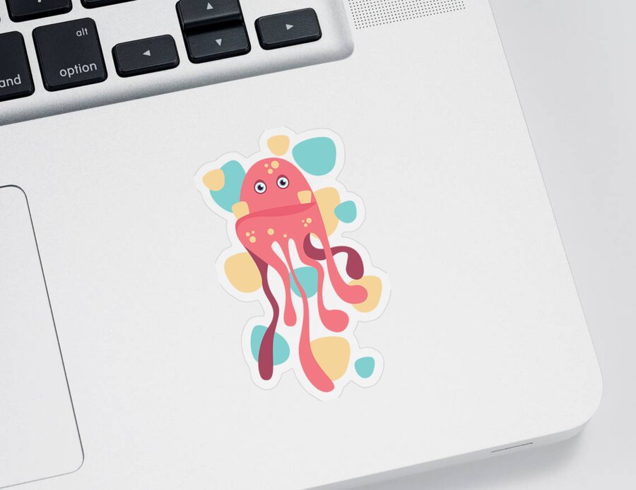 Cartoon Sticker featuring the digital art Cute Octopus by Jacob Zelazny