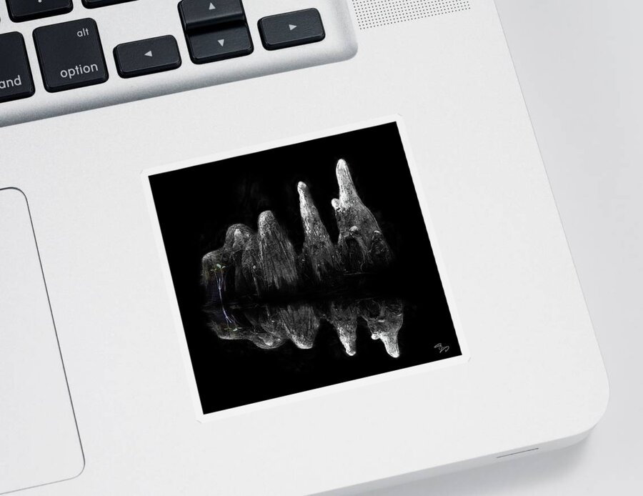 Cypress Sticker featuring the photograph Cypress Knees Black and White by Evie Carrier