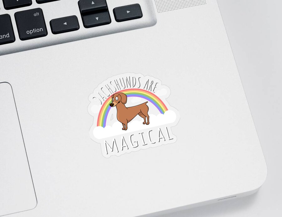 Funny Sticker featuring the digital art Dachshunds Are Magical by Flippin Sweet Gear