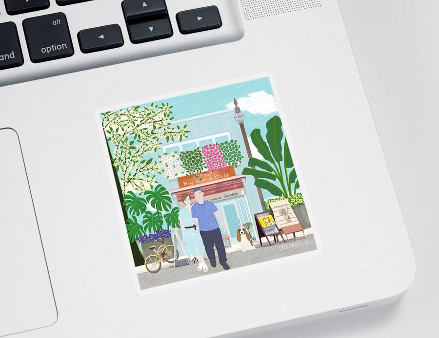 Scene Sticker featuring the drawing Daddy, I love you by Min Fen Zhu