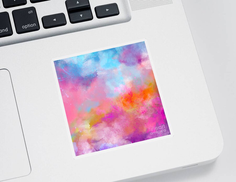 Watercolor Sticker featuring the digital art Daimaru - Artistic Abstract Blue Purple Bright Watercolor Painting Digital Art by Sambel Pedes