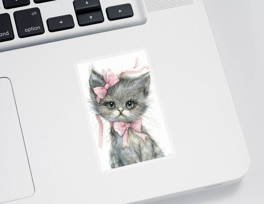 Cat Sticker featuring the painting Dainty Dora by Tina LeCour