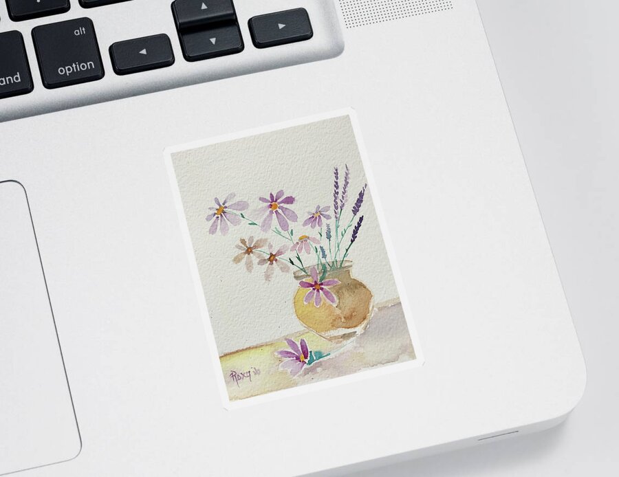 Daisies Sticker featuring the painting Daisies and Lavender by Roxy Rich