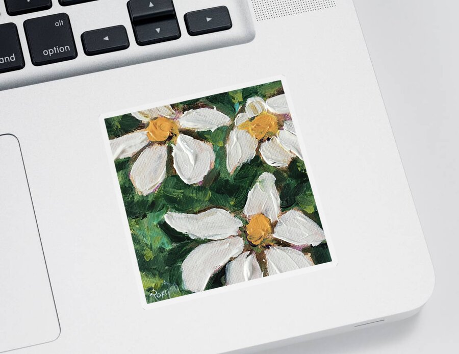Gardenias Sticker featuring the painting Daisy Gardenias in Bloom by Roxy Rich