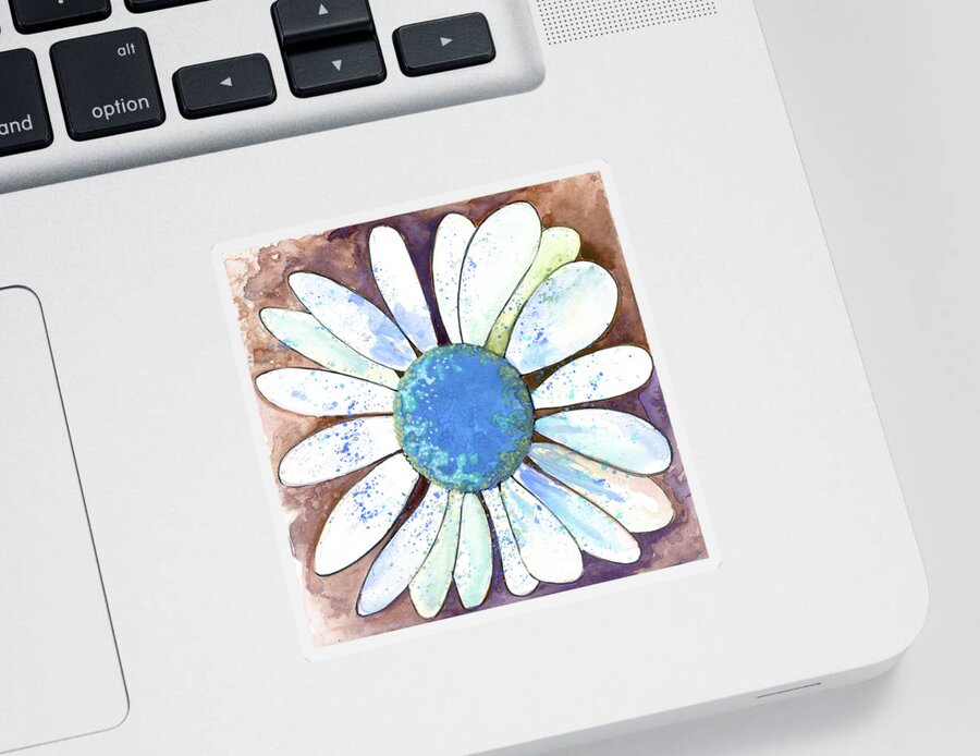 Daisy Sticker featuring the painting Daisy in Brown and Blue by Michele Fritz
