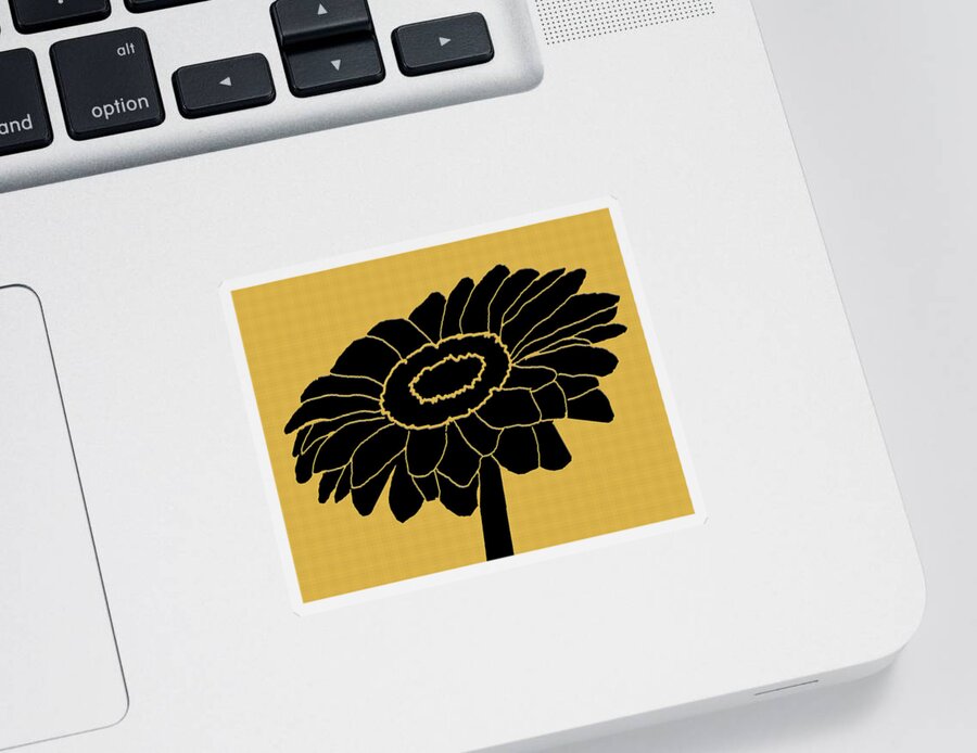 Daisy Sticker featuring the mixed media Daisy Silhouette in Gold by Kelly Mills