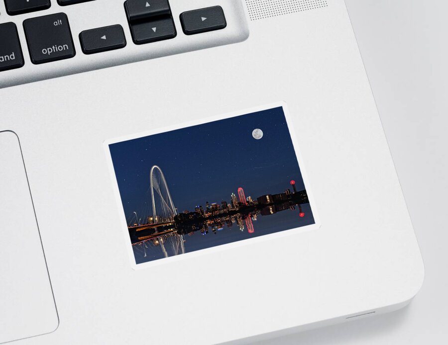 Dallas Skyline Sticker featuring the photograph Dallas After Dark by Steve Templeton