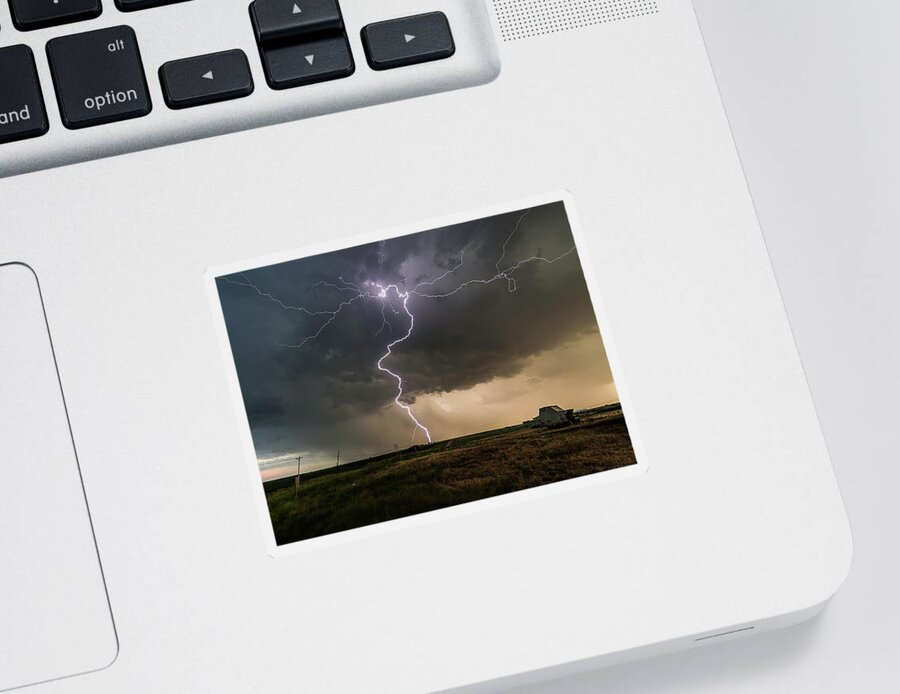 Lightning Sticker featuring the photograph Dancing Bolt by Marcus Hustedde