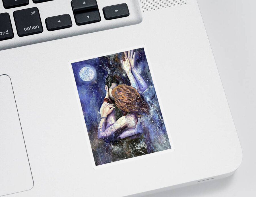 Couple Sticker featuring the painting Dancing in the Moonlight by Michal Madison