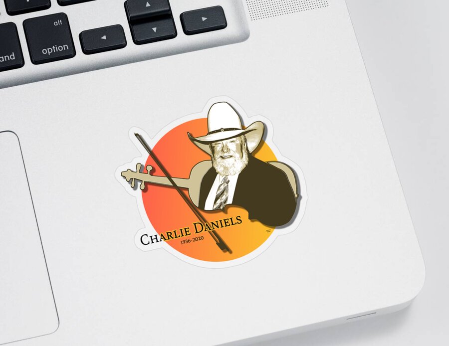 Charlie Daniels Sticker featuring the digital art Daniels Tribute by Greg Joens