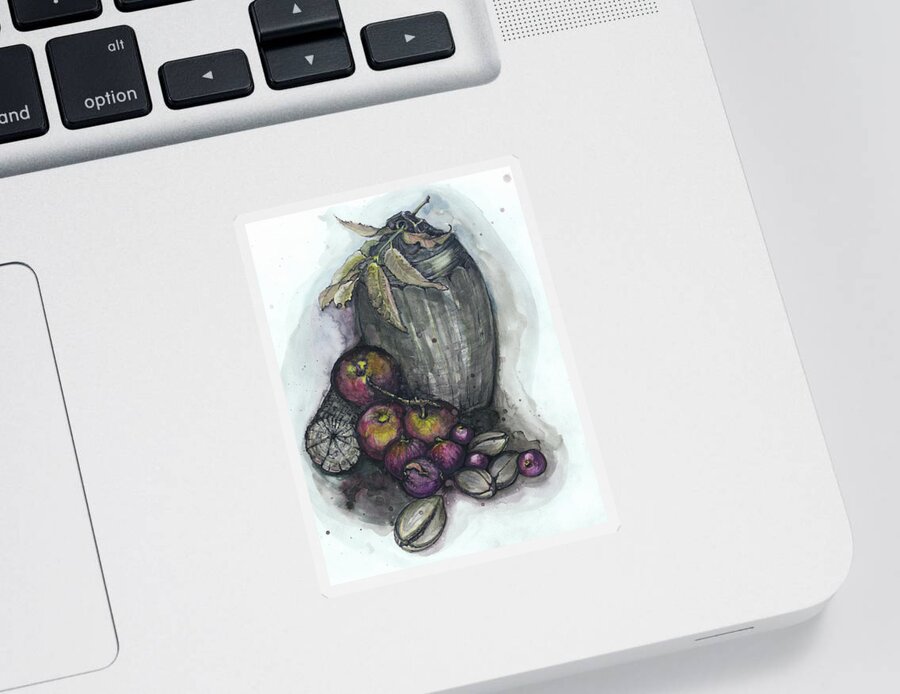 Watercolor Sticker featuring the painting Dark Harvest by Ashley Kujan