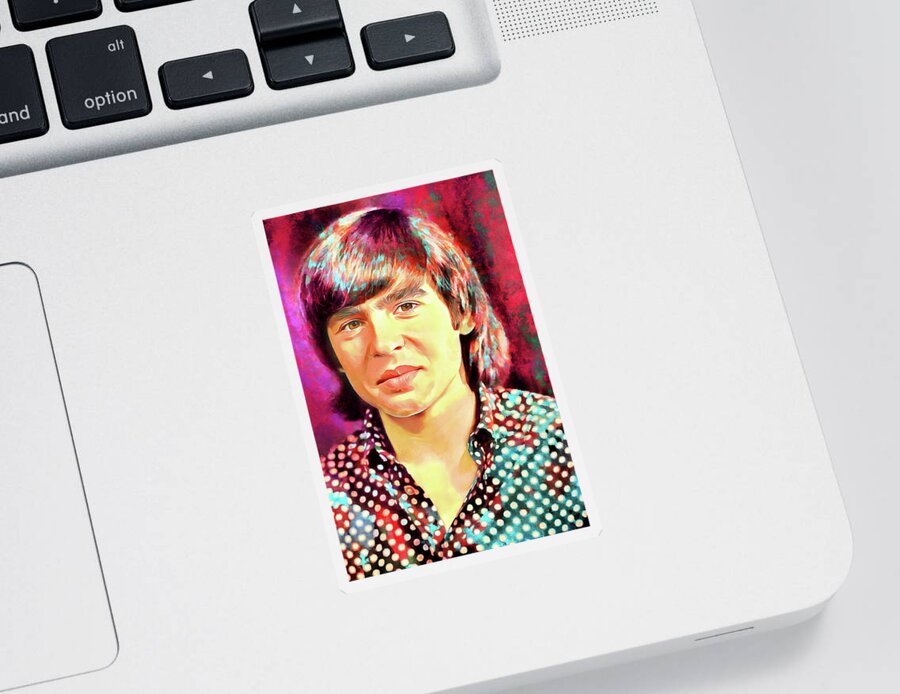 The Monkees Sticker featuring the mixed media Davy Jones Tribute Art Daydream Believer by The Rocker Chic