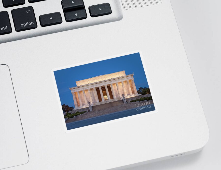 Lincoln Memorial Sticker featuring the photograph Dawn at Lincoln Memorial by Brian Jannsen